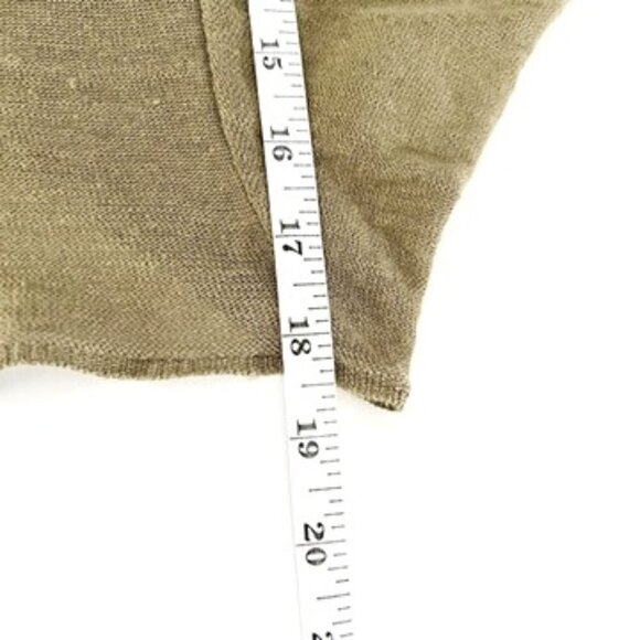 NWT DKNY Cardigan Women's M/L Olive Khaki Cropped 100% Linen Open-Front Sweater - Picture 9 of 12